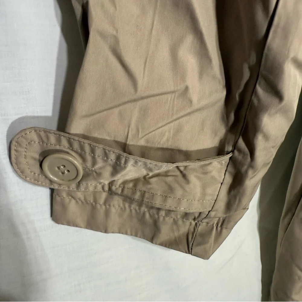 Girls Beige Trench Coat with Belted Waist Button Closure Removable Hood Size 7/8